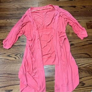 lululemon athletica Coral Pink Lightweight Open Cardigan